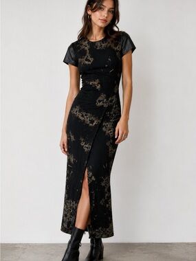 Benjamin Jay Cupro Wrap Midi Dress  | size S
